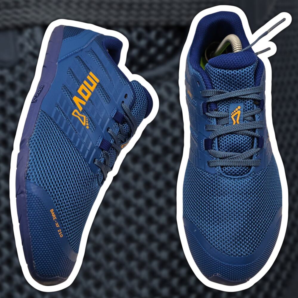 Inov-8 Bare-XF 210 V3 Blue Orange Navy Mens 10 Womens 11.5 Training Shoes 000977